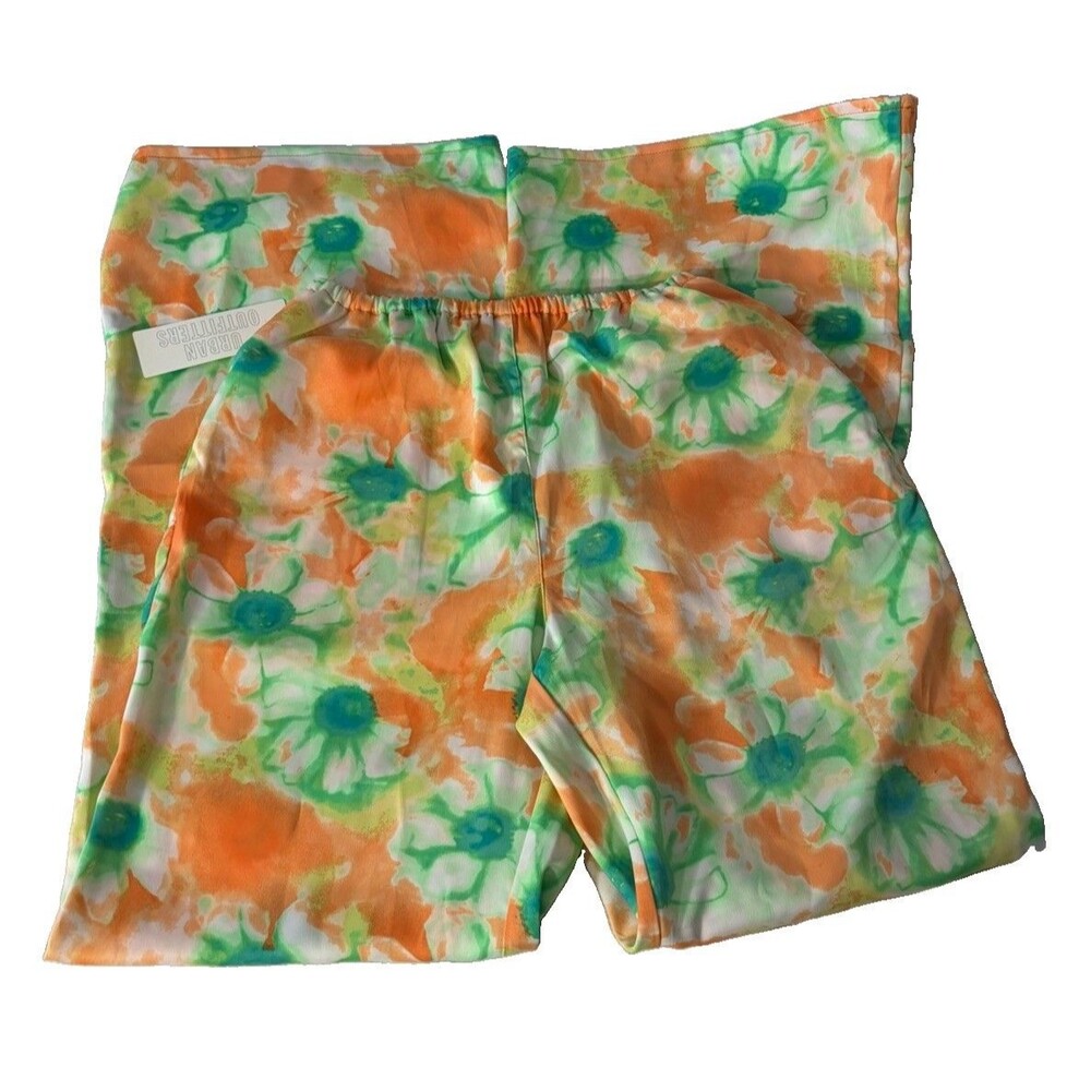 Urban Outfitters Floral Flare Pants Orange Green Size S NWT Retro Y2K